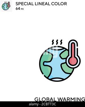 Global warming Special lineal color vector icon. Global warming icons ...