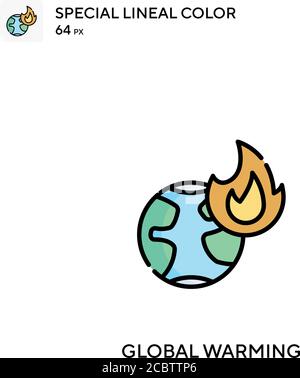 Global warming Special lineal color vector icon. Global warming icons ...