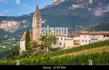 the Church of the idyllic village of Cortaccia in South Tyrol, Trentino Alto Adige, northern Italy Stock Photo