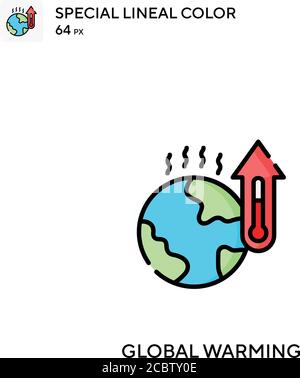 Global warming Special lineal color vector icon. Global warming icons ...