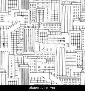 House graphic black white seamless pattern background sketch illustration vector Stock Vector