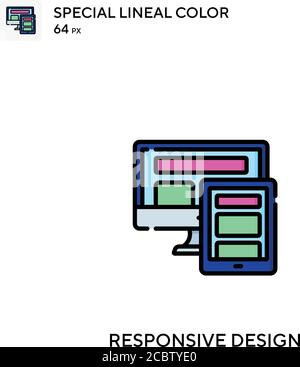 Responsive design Special lineal color vector icon. Responsive design ...