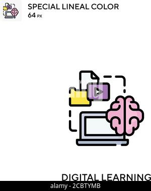Digital learning Special lineal color vector icon. Digital learning ...