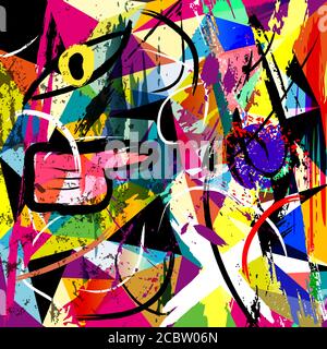 abstract background composition, with triangles, stripes, paint strokes and splashes Stock Vector