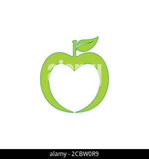 green apple fruit simple logo vector Stock Vector