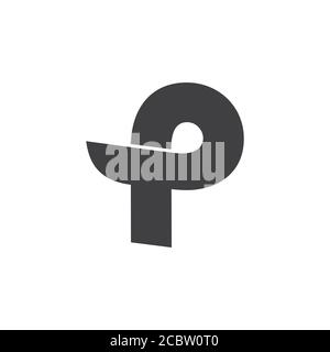 letter p curves overlapping simple logo vector Stock Vector