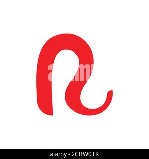 letter r curves red flame logo vector Stock Vector