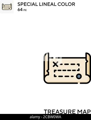 Treasure map Special lineal color vector icon. Treasure map icons for ...