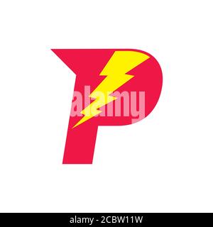 letter p simple geometric thunder logo vector Stock Vector