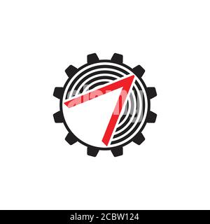 cog wheel arrow geometric logo vector Stock Vector
