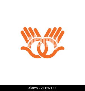 linked hand palm hi lines art symbol decoration vector Stock Vector