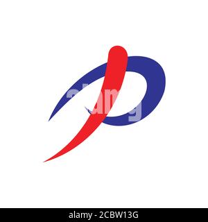 letter p simple curves motion dynamic logo Stock Vector