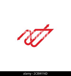 abstract letter nm linked arrows geometric lines logo vector Stock Vector