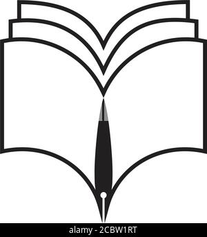 book pen lines art geometric logo vector Stock Vector