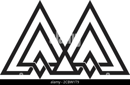 letter m linked triangle lines art design vector Stock Vector
