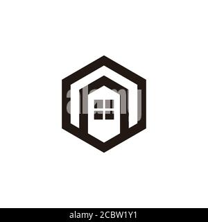 simple geometric home protection shape hexagonal logo vector Stock Vector