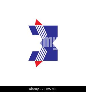 number 3 motion arrow geometric logo vector Stock Vector