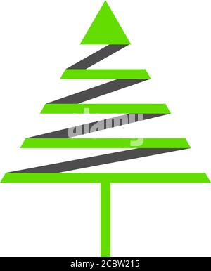 green pine tree triangle ribbon arrow logo vector Stock Vector