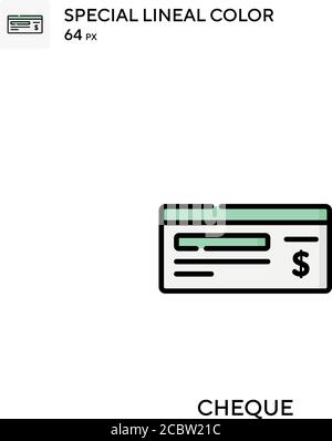 Cheque Special lineal color vector icon. Cheque icons for your business project Stock Vector