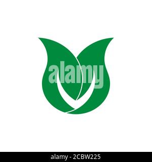 letter v linked leaf shape monogram geometric logo vector Stock Vector