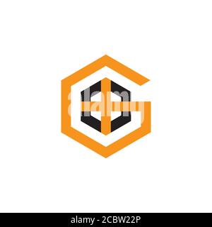letter g home hexagonal window logo vector Stock Vector