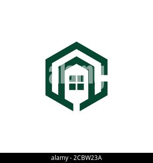 letter ac home hexagonal geometric logo vector Stock Vector
