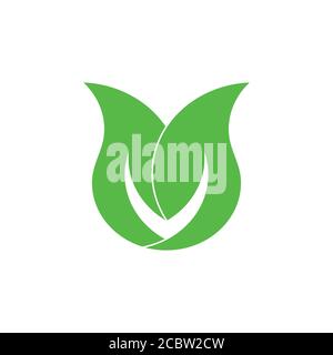 letter v linked leaf shape monogram geometric logo vector Stock Vector