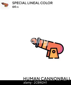 Human cannonball Special lineal color vector icon. Human cannonball icons for your business project Stock Vector