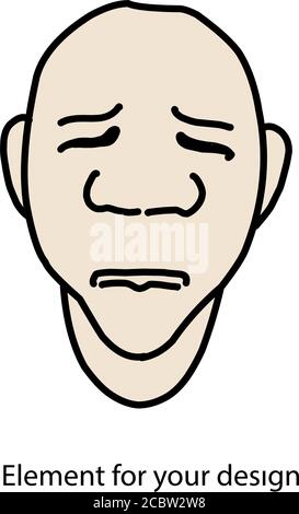 Face with closed eyes isolated on white background. Vector illustration Stock Vector