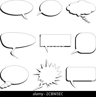 set of nine speech bubbles on white background Stock Vector