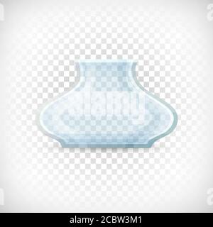Empty transparent classical glass vase. Glass container icon in flat style for web interior designs. Vector illustration on transparent background. Stock Vector