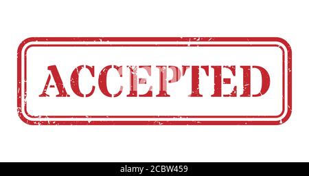 Accepted rubber stamp vector illustration. Grunge red mark with text. Stock Vector