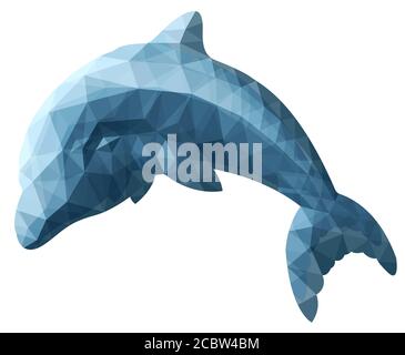 Beautiful low poly art with stylized dolphin on white background Stock Vector