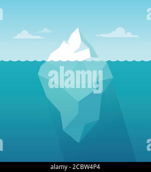 Cartoon iceberg background. Iceberg underwater view. Vector Stock Vector