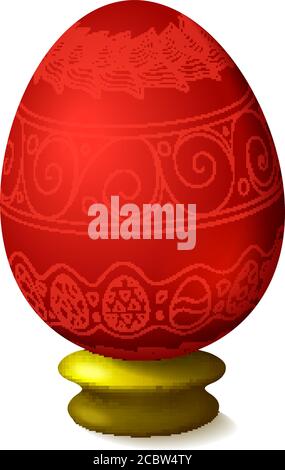 Beautiful illustration with red easter egg on white background Stock Vector