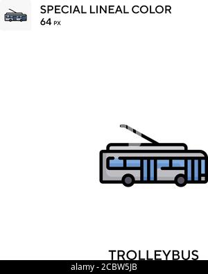 Trolleybus Special lineal color vector icon. Trolleybus icons for your business project Stock Vector