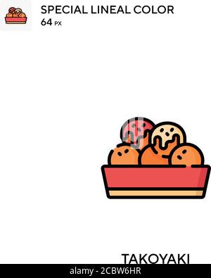 Takoyaki Special lineal color vector icon. Takoyaki icons for your business project Stock Vector