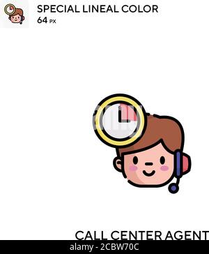 Call center agent Special lineal color vector icon. Call center agent ...