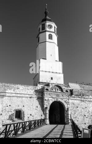 Clock tower (Sahat kula) of the Belgrade Fortress (Kalemegdan park) in Belgrade, capital of Serbia Stock Photo