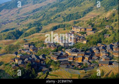 China, Guangxi province, rice terraces at Longji around Longsheng, Ping an village Stock Photo