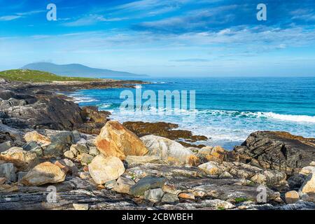 Traigh Lar beach at Seilebost on the Isle of Harris in the Western isles of Scotland Stock Photo