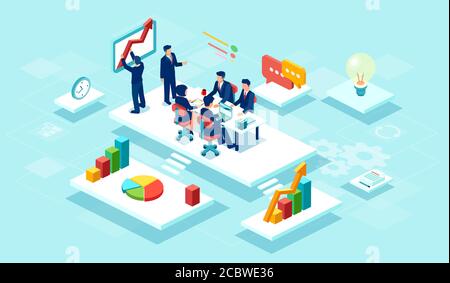 Vector of businesspeople working as a team to grow company profits Stock Vector