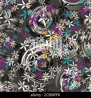 seamless background pattern, with circles/oval, paint strokes and splashes, grungy Stock Vector