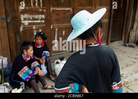 China. Guizhou province. Market around Congjiang. Black Miao ethnic group. Stock Photo