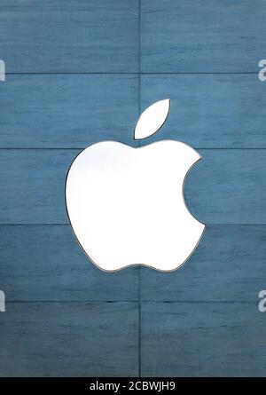 Apple logo on retail store. Stock Photo