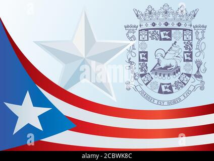 Flag of Puerto Rico, Commonwealth of Puerto Rico, template for the award, an official document with the flag of Puerto Rico Stock Vector