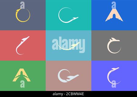 Simple airplane logo template | Set of modern travel logo designs Stock Vector
