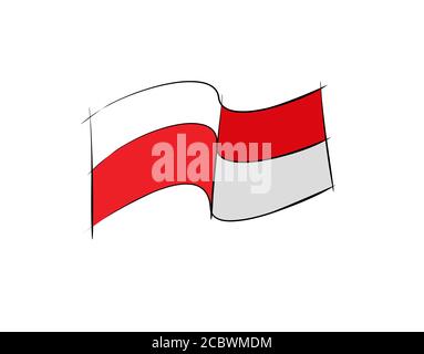 red white Flag on white background in vector illustration Stock Vector