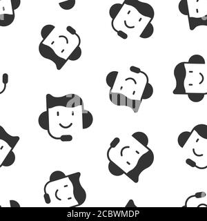 Helpdesk icon in flat style. Headphone vector illustration on white isolated background. Chat operator seamless pattern business concept. Stock Vector