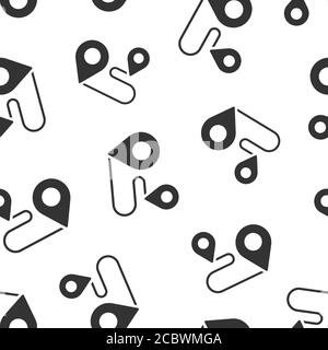 Map pin icon in flat style. gps navigation vector illustration on white isolated background. Locate position seamless pattern business concept. Stock Vector
